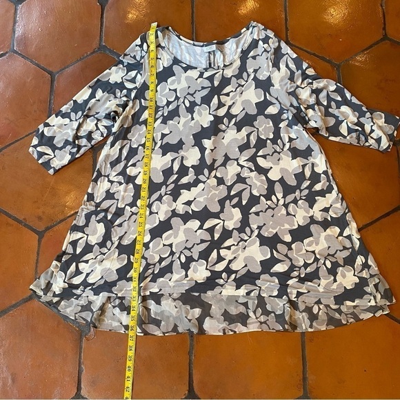 LOGO Lori Goldstein Womens Shirt 3X Tunic Top Sheer Back Floral Pockets Stretch - Picture 6 of 8